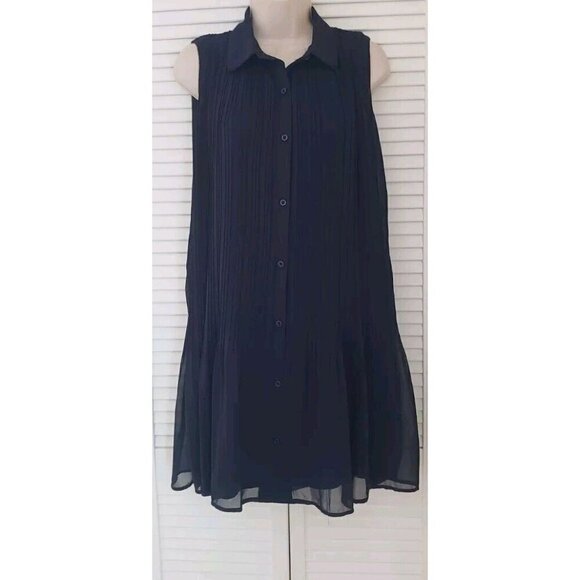 JOIE Dresses & Skirts - NWT JOIE PLISSE SLEEVELESS NAVY BLUE MINI SHIRT DRESS SZ SMALL